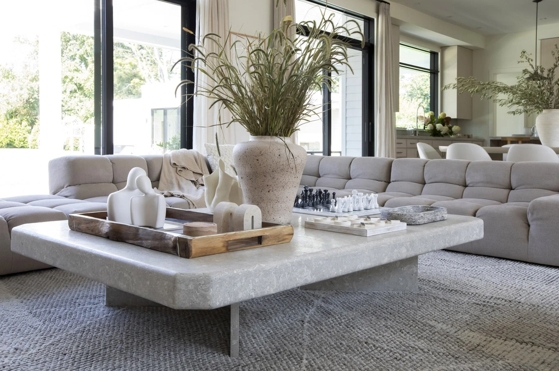 A custom coffee table designed to anchor the Hamptons living room with the right scale and presence. Crafted specifically for the space, it brings together the clients’ material palette in a piece that feels tailored and quietly essential.