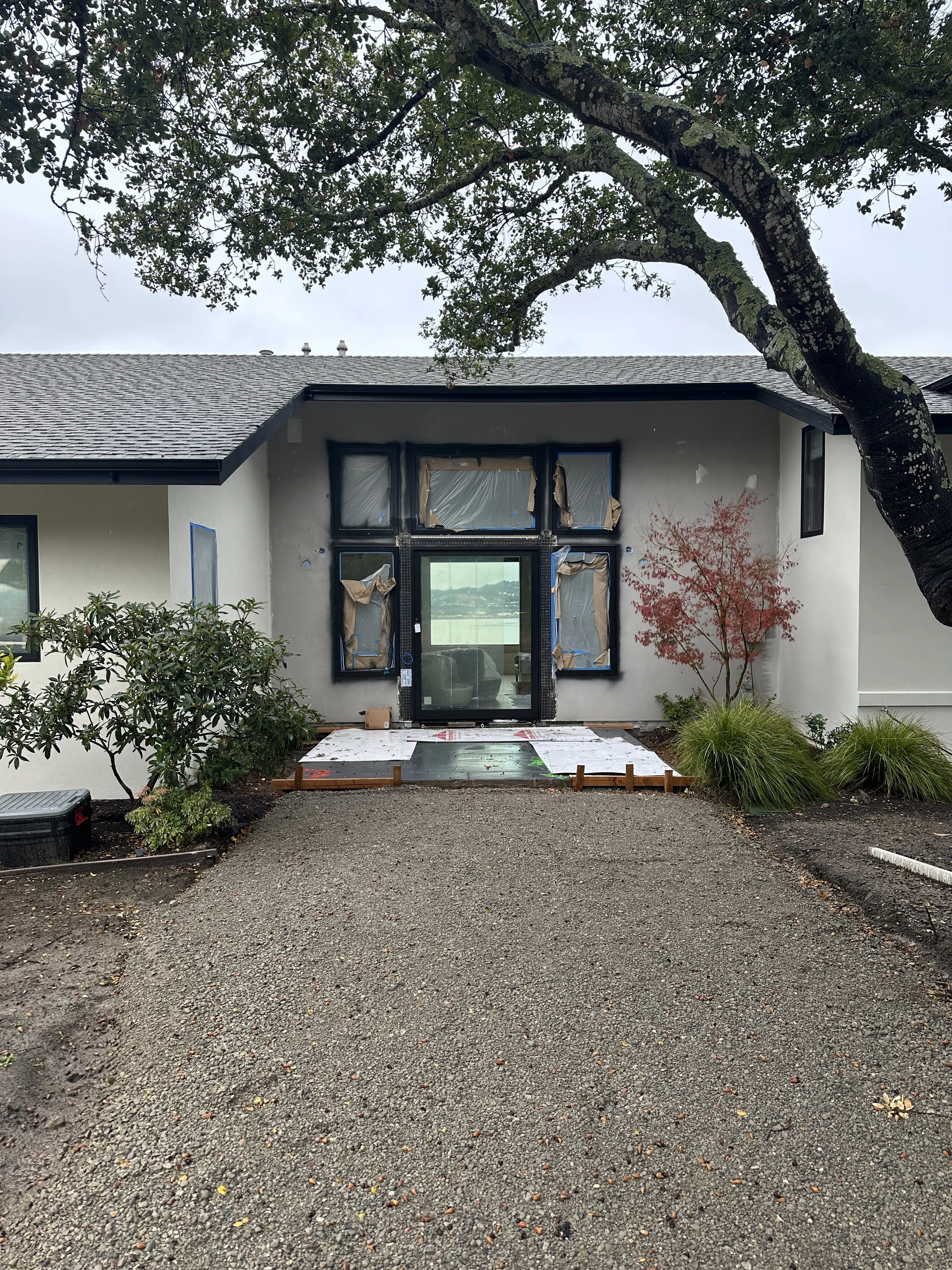 Exterior of Home showing construction details by Studio Ness in Tiburon California