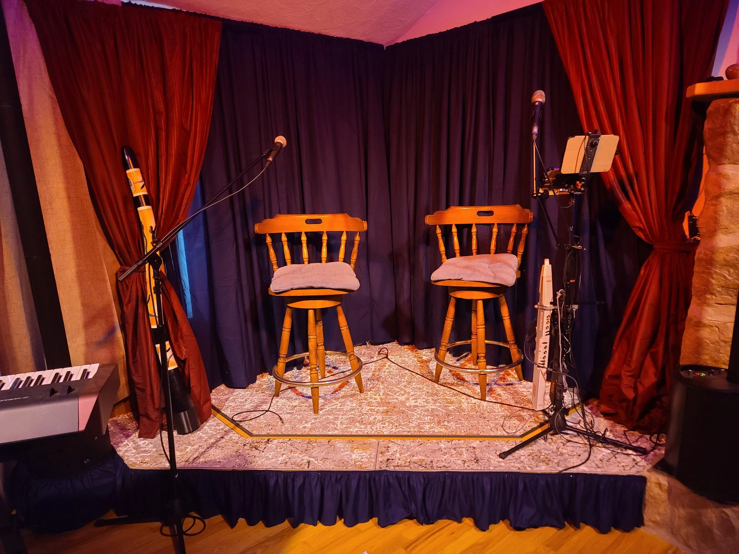 Stage is perfect for performance by a duo or friendly trio.