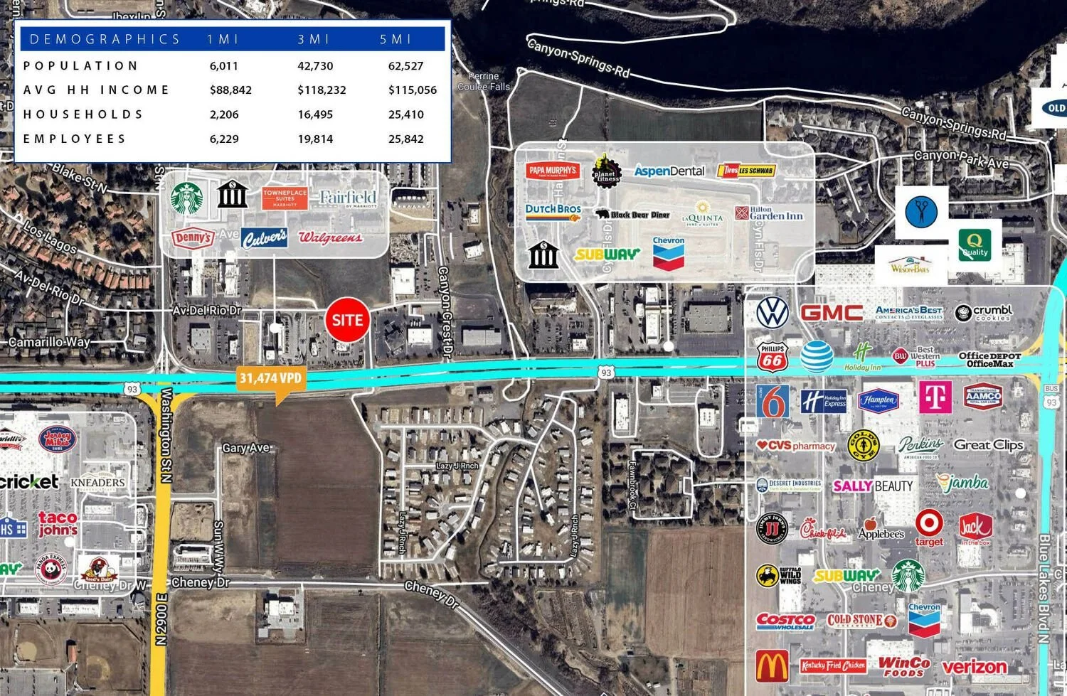 Monroe Location with surrounding businesses