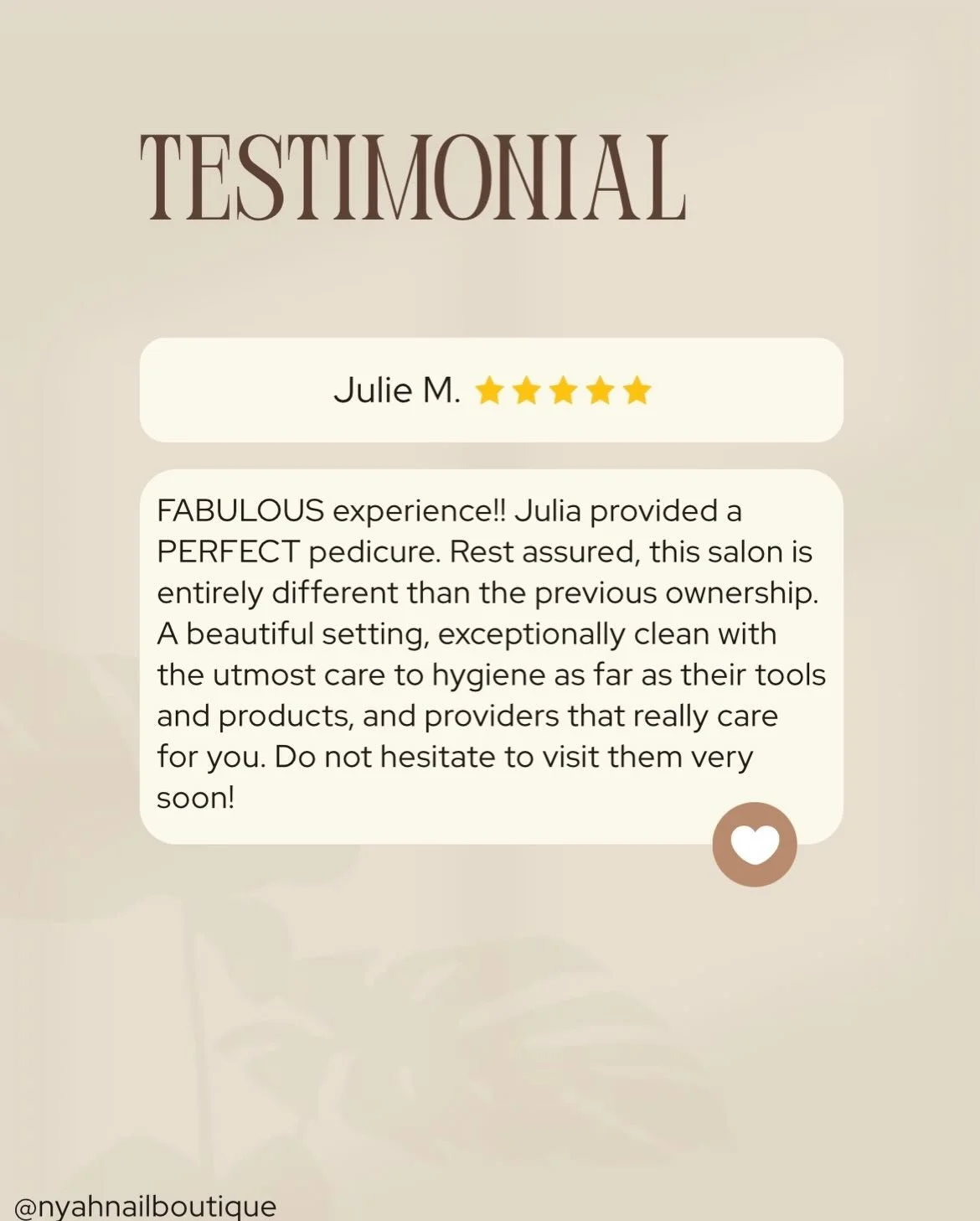Nothing means more than lovely reviews from our clients🤍

#nyahnailboutique #luxurysalon #headspaexperience #russianmanicure #scottsdaleaz