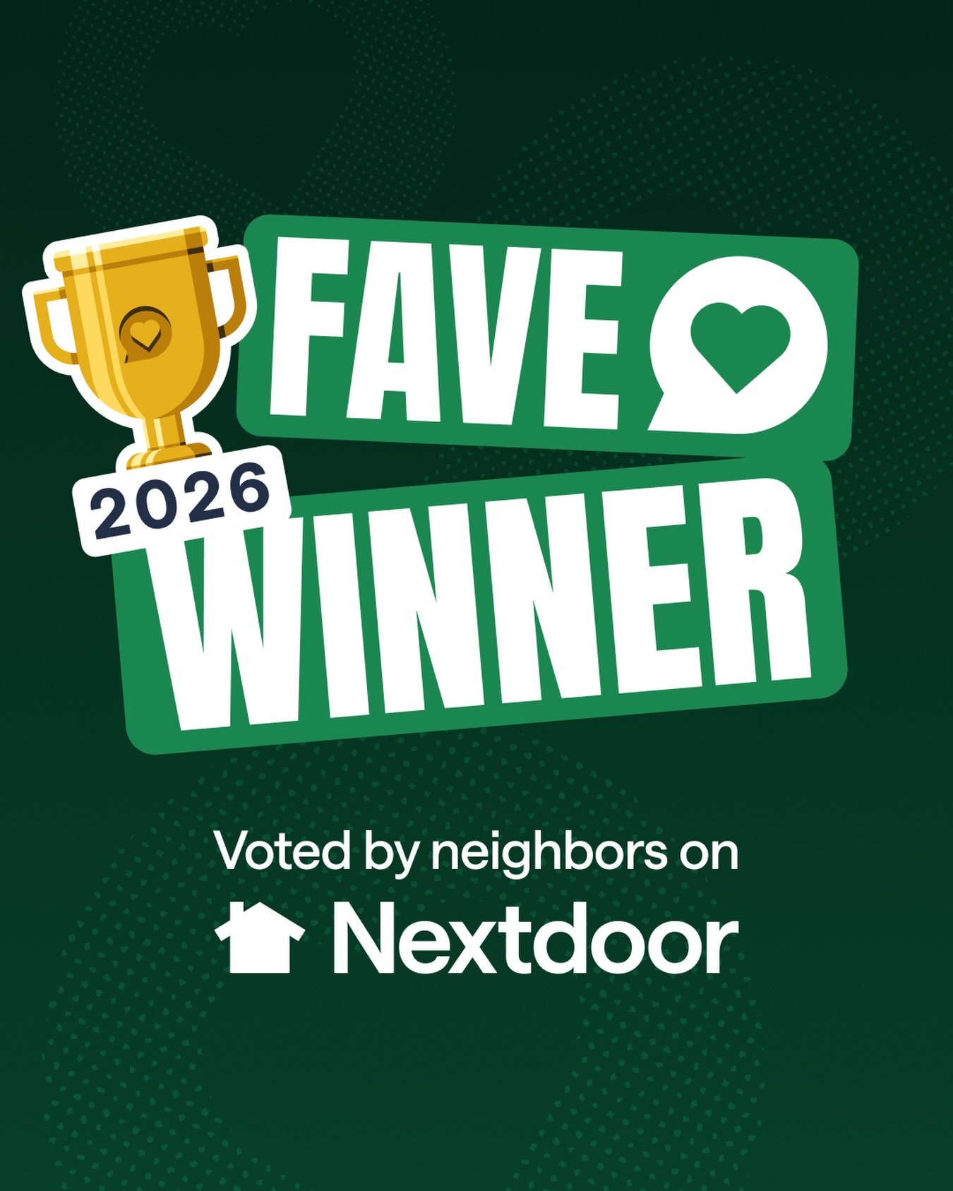 &ldquo;We&rsquo;re a 2026 Nextdoor Fave Awards winner! Thank you to
our neighbors for your support and votes. Visit our Nextdoor
Business Page to see what&rsquo;s new and tell us what you love
most about our business. @Nextdoor #FaveAwards2026&rdquo;