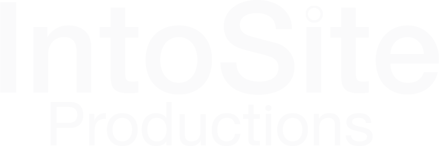 IntoSite Productions logo — white wordmark on black background