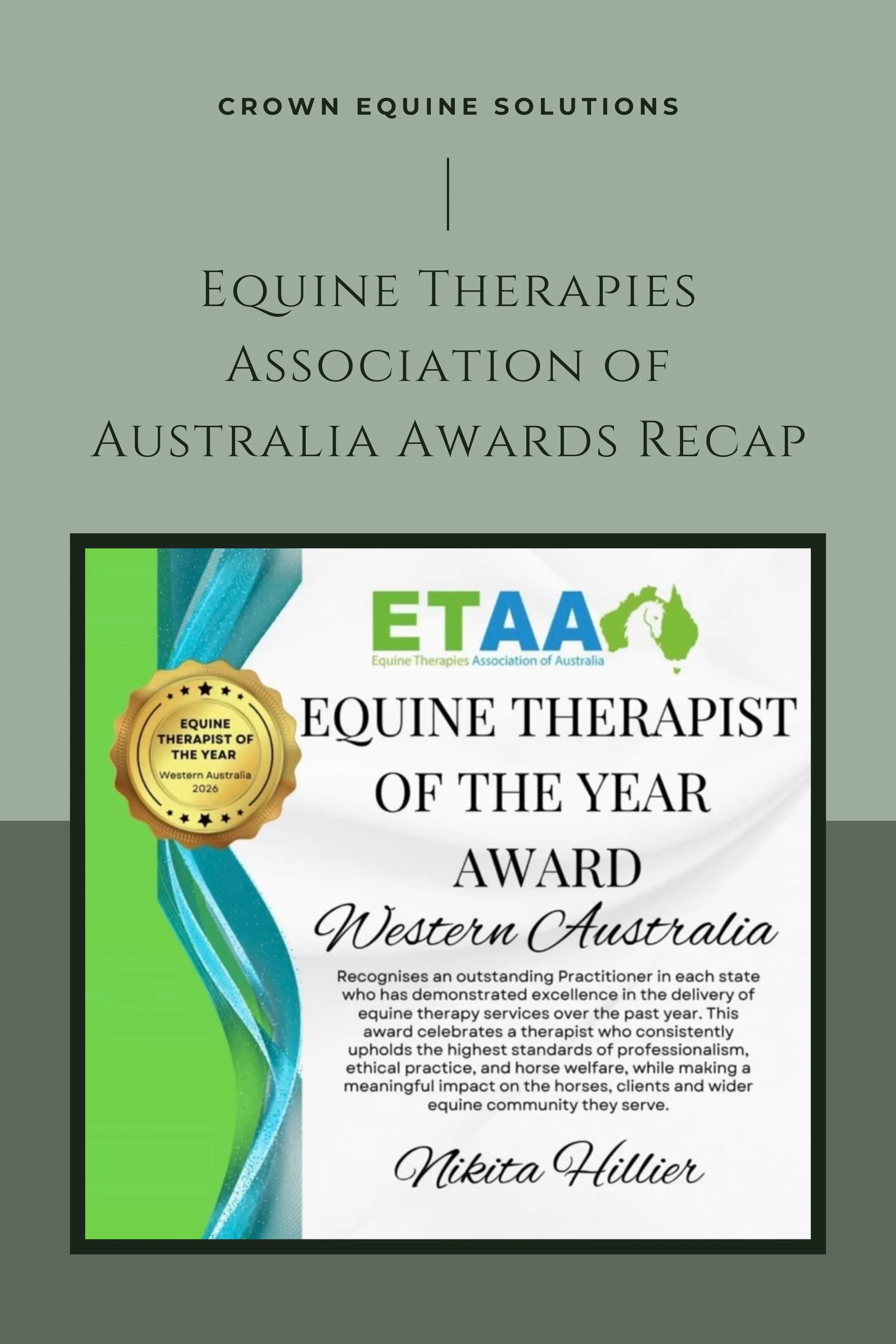 ETAA Awards: New Therapist and Equine Therapist of the Year (WA)