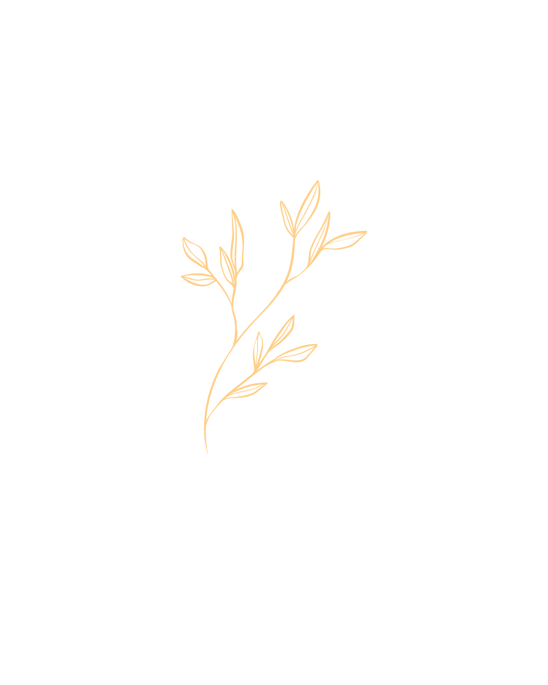 Minimalist gold line drawing of a leafy branch on a black background, with the text 'Good Things Take Time' above it.
