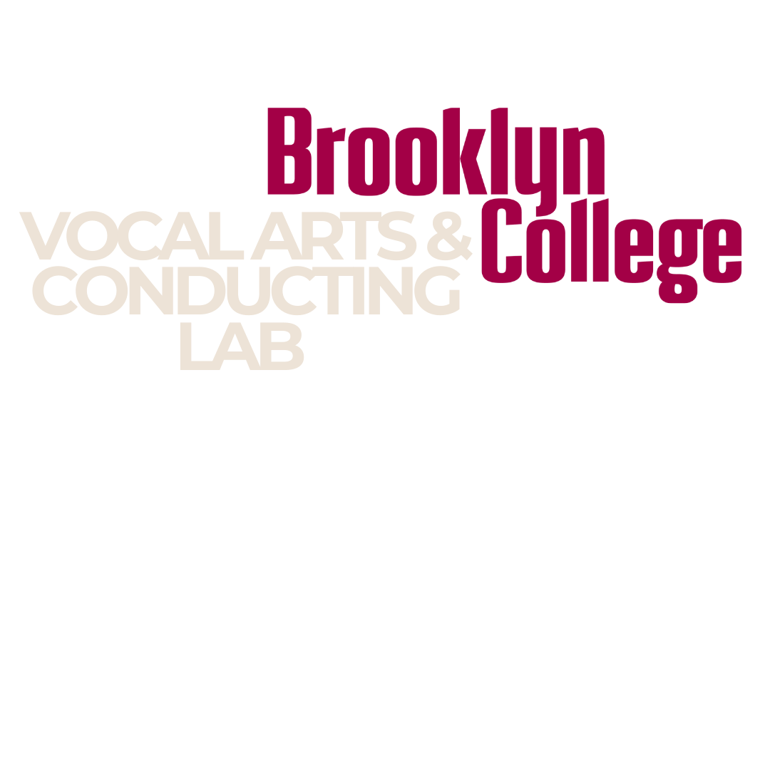 Logo for Brooklyn College Vocational Arts & Conducting Lab with black at the top and white and dark red text.