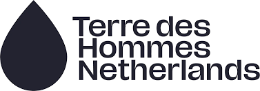 Logo of Terre des Hommes Netherlands featuring a black teardrop shape and text