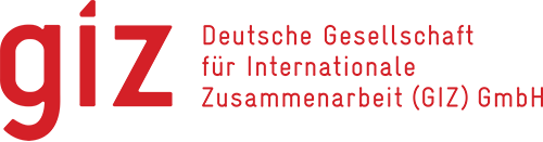 Logo of GIZ, Deutsche Gesellschaft für Internationale Zusammenarbeit, with red and black text on a white background.