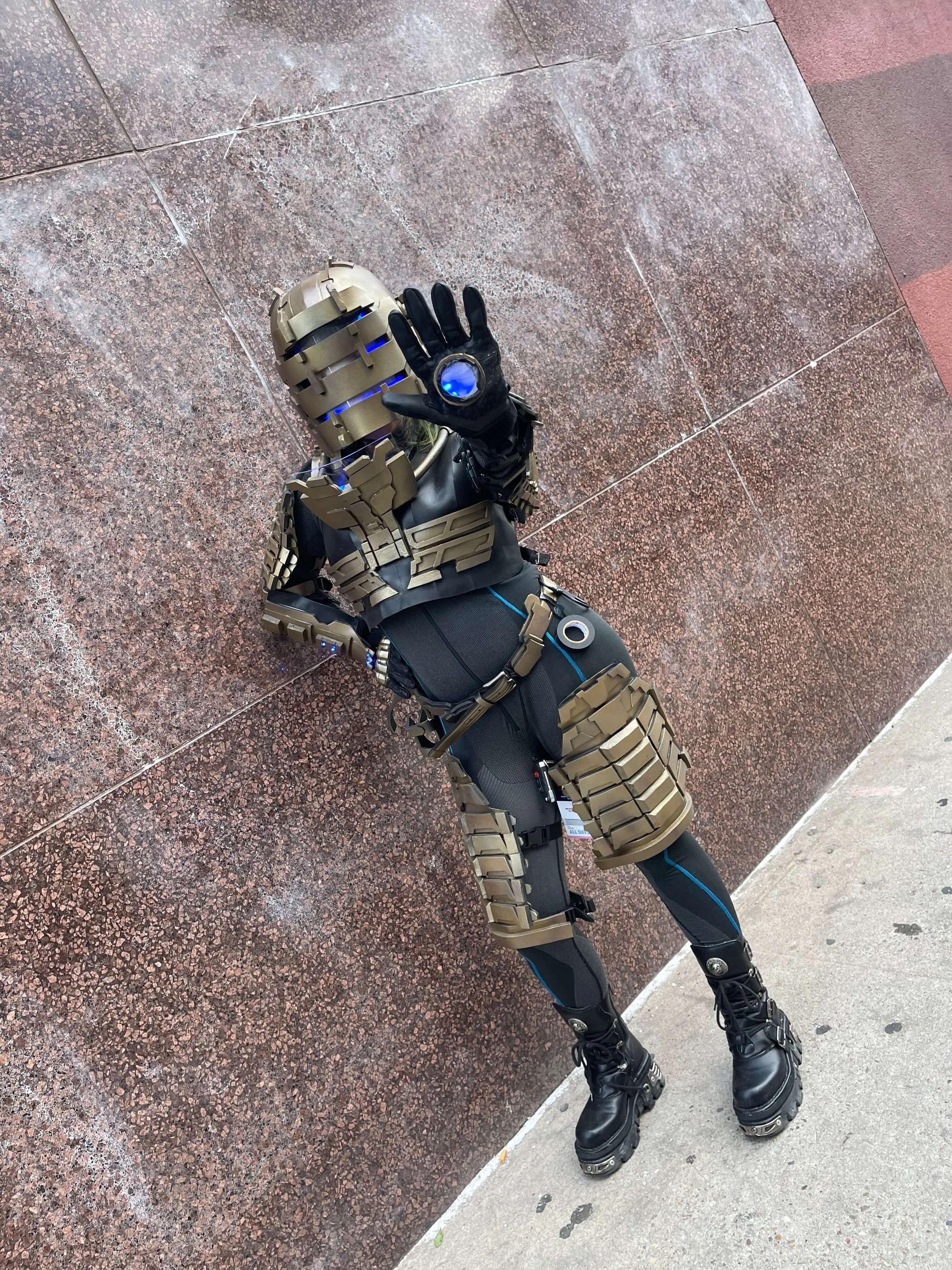   Isaac Clarke/Dead Space 
 This was my first go at both armor building, led work  and pattern creation from scratch. I learned so much from this build and it absolutely sparked an intense love of complex cosplay for me! I actually would love to crea