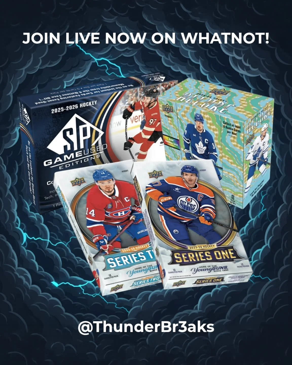 STREAMING LIVE AT 6:45 EST April 14 ON WHATNOT!

Pick your team live breaks will be happening today on 25/26 Series 1, 25/26 Series 2, 25/26 Game Used, 25/26 Allure Hobby Boxes!

All viewers and buys are much appreciated 😀

#hockeycardcollectors #ho