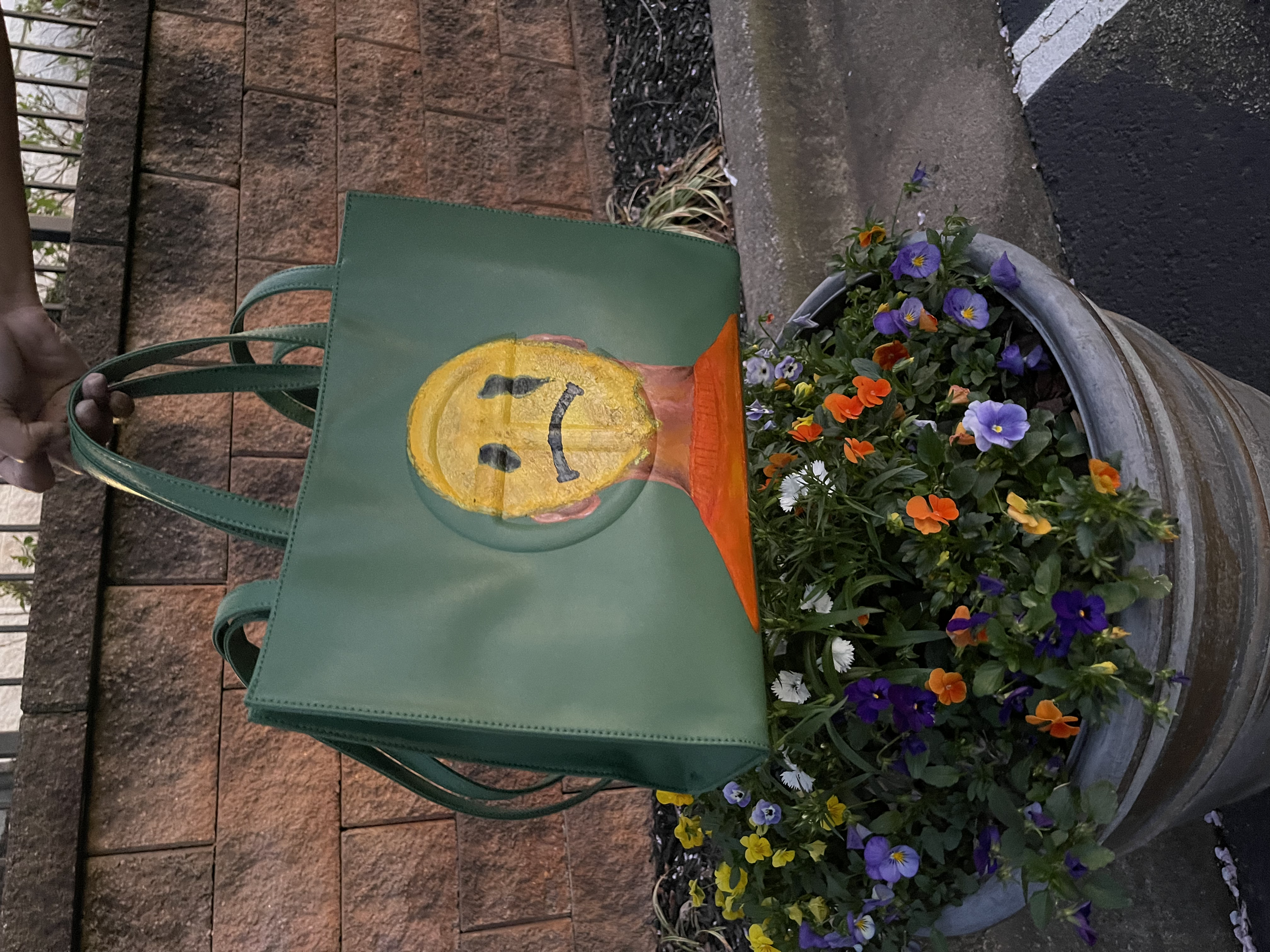 "Colorway" Leather paint on medium sized Telfar bag 
2022