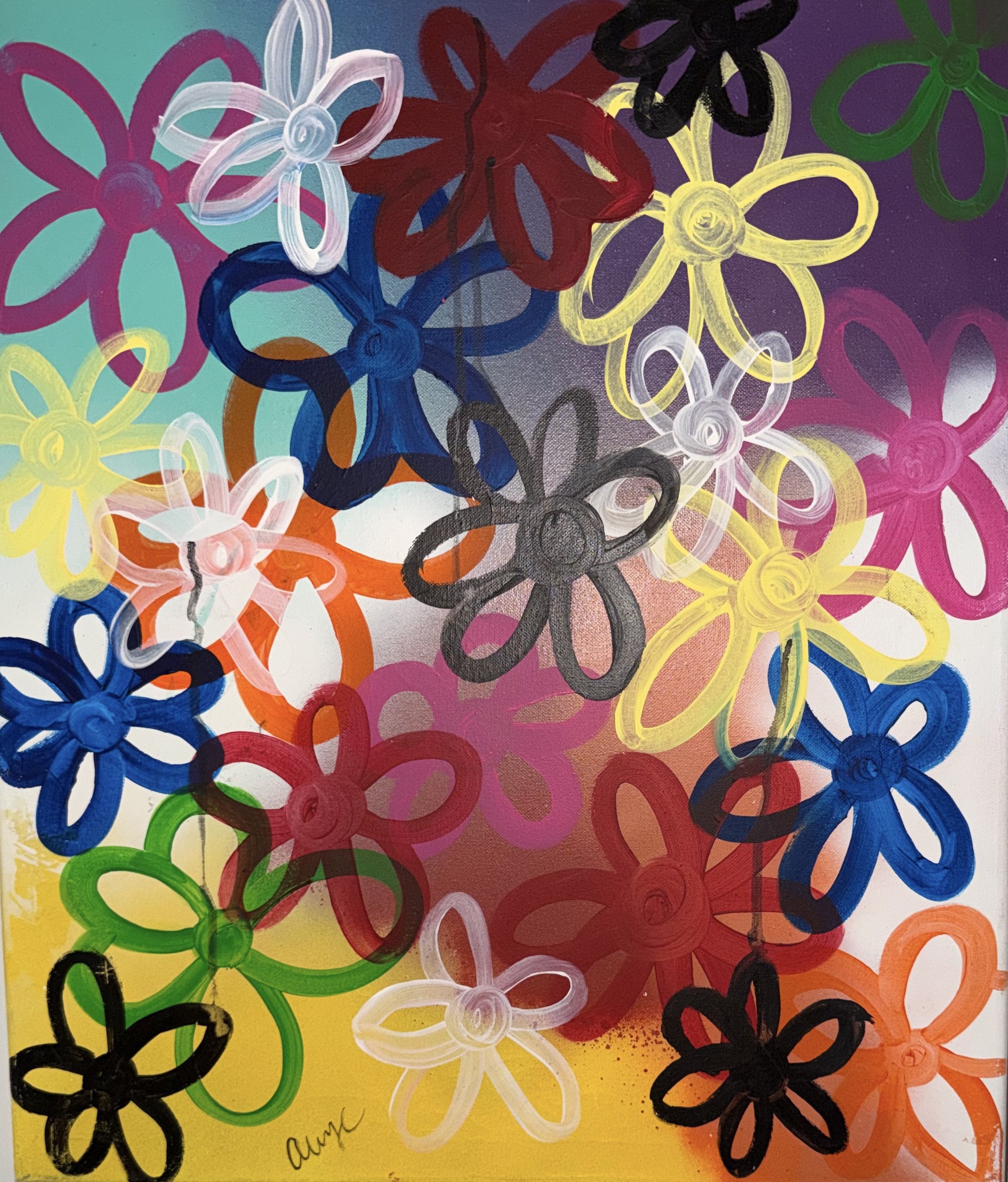 "Before It's Too Late" 16x20 Spray paint and acrylic on canvas 
Apart of the Flower Show Collection
2022