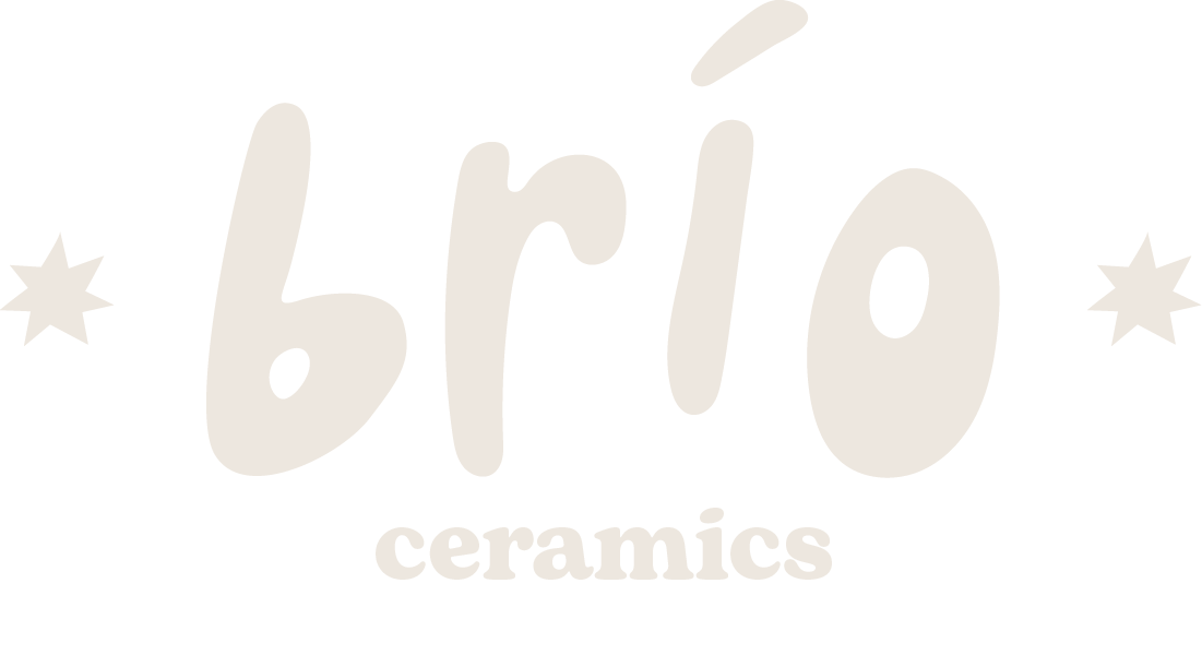 Brand logo with the word 'briø' in large stylized font, star symbols on either side, and the word 'ceramics' underneath in a smaller font.