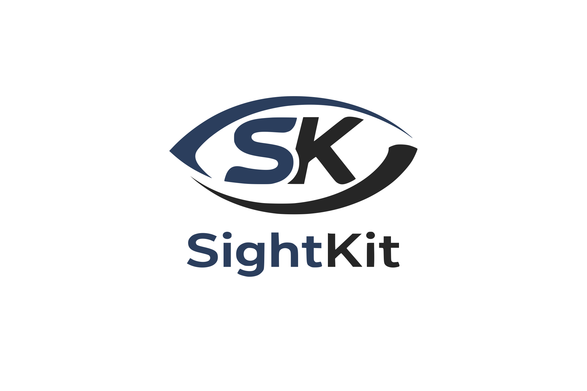 Logo for SK SightKit featuring an eye-shaped design with the letters 'SK' inside and the words 'SightKit' below, in blue and black colors.