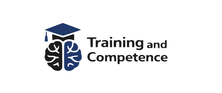 Logo with a graduation cap, a brain divided into two halves, and the text "Training and Competence".