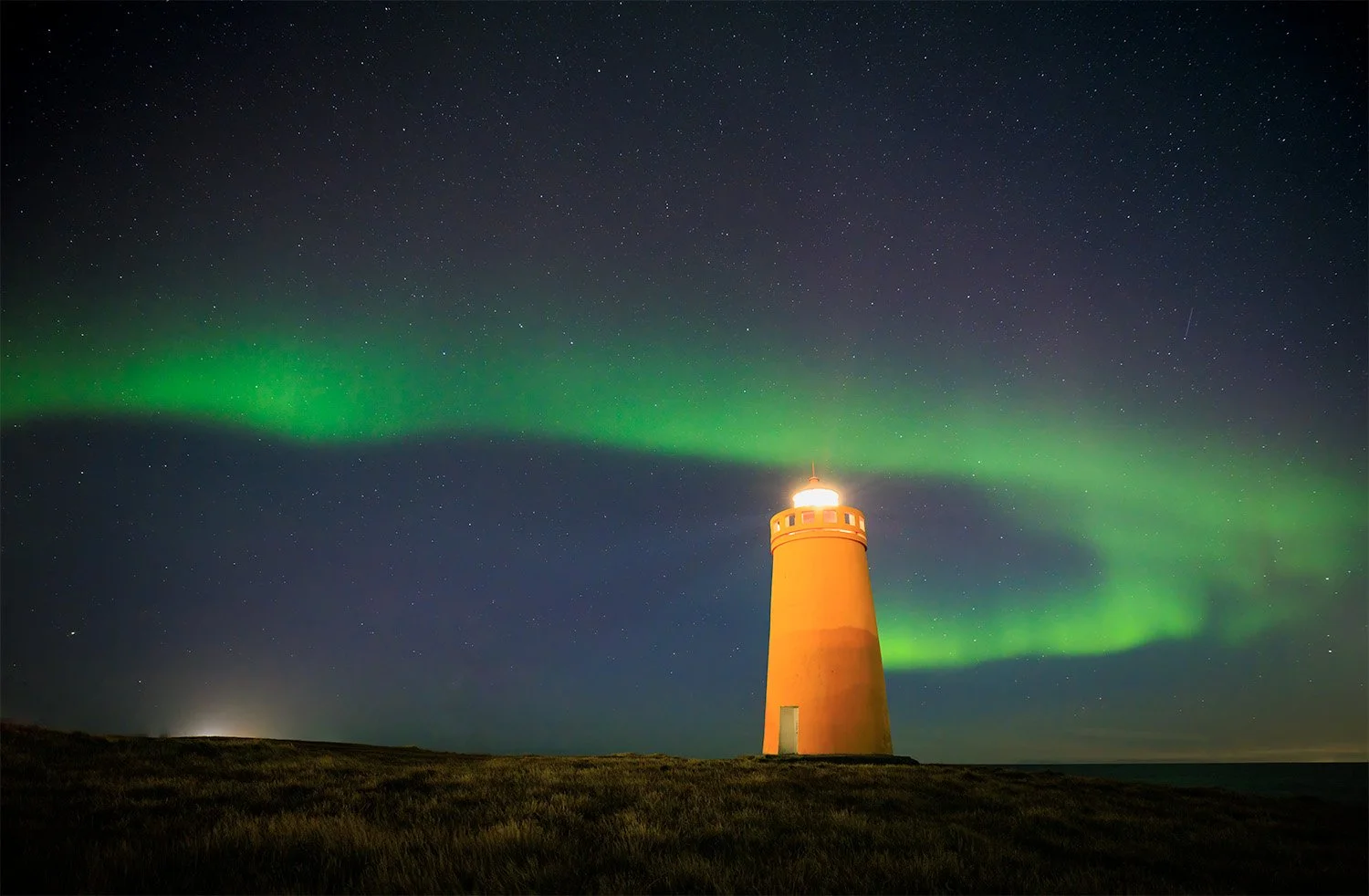 Aurora over Icelandic Lighthouse Fine Art Print