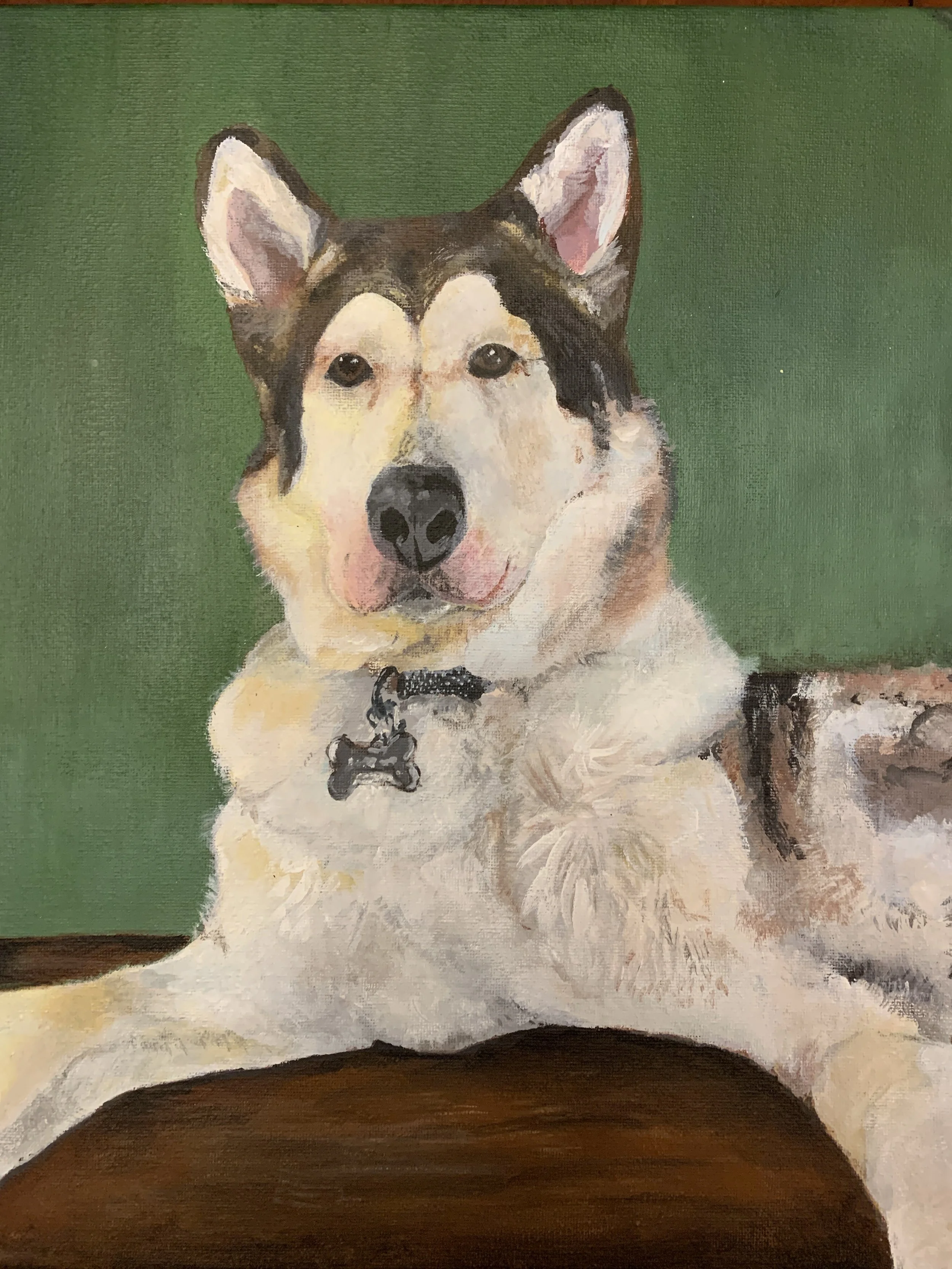 My Dog Chewy, May 2022
This is my dog Chewy, and the piece was made as a Mother's Day gift. I wanted to highlight the volume of his fur, and multiple tones within them, such as the reds, yellows, and blues. The reference was a photo I had taken of hi