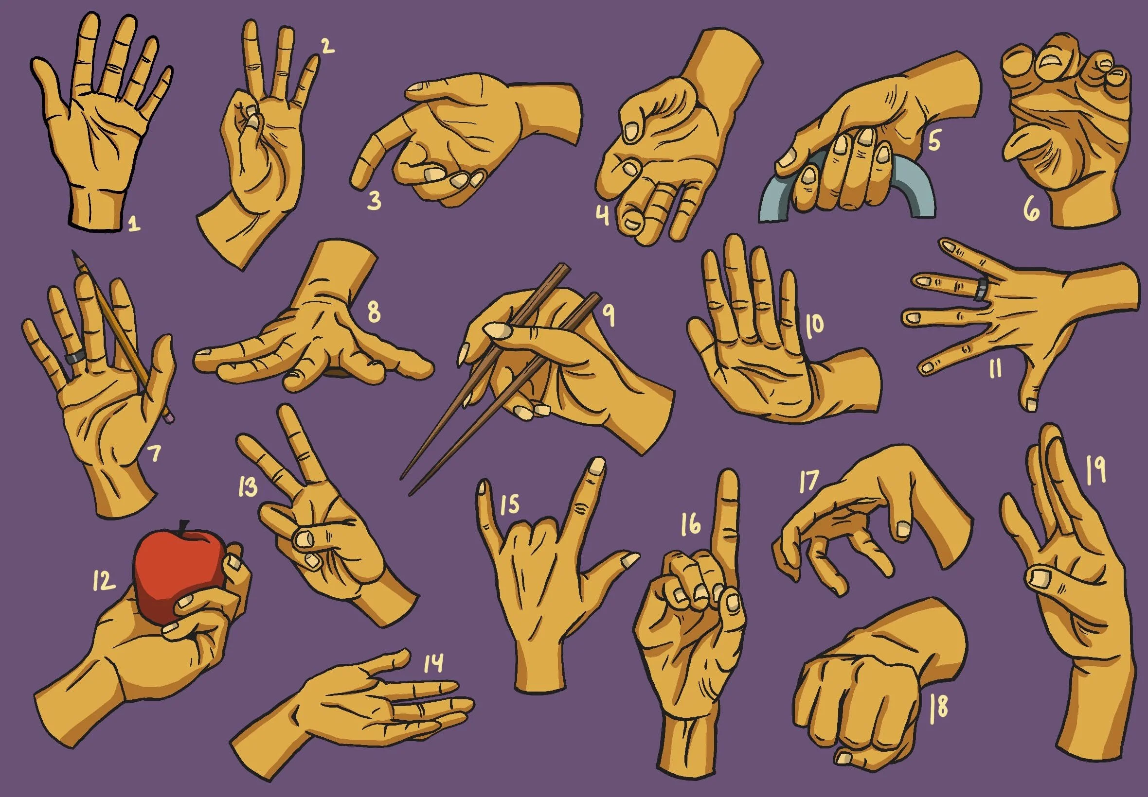 Hand Study, September 2024
This is a hand study I did, with reference poses taken from my friend's hand, mine, or from online sources. This demonstrates my skill in hand gesture drawings.