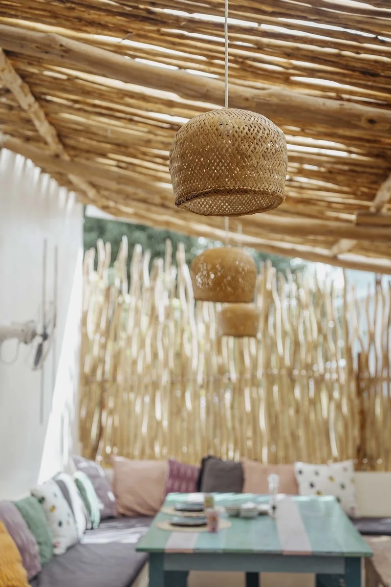 a shot showing natural tones and a set dining table