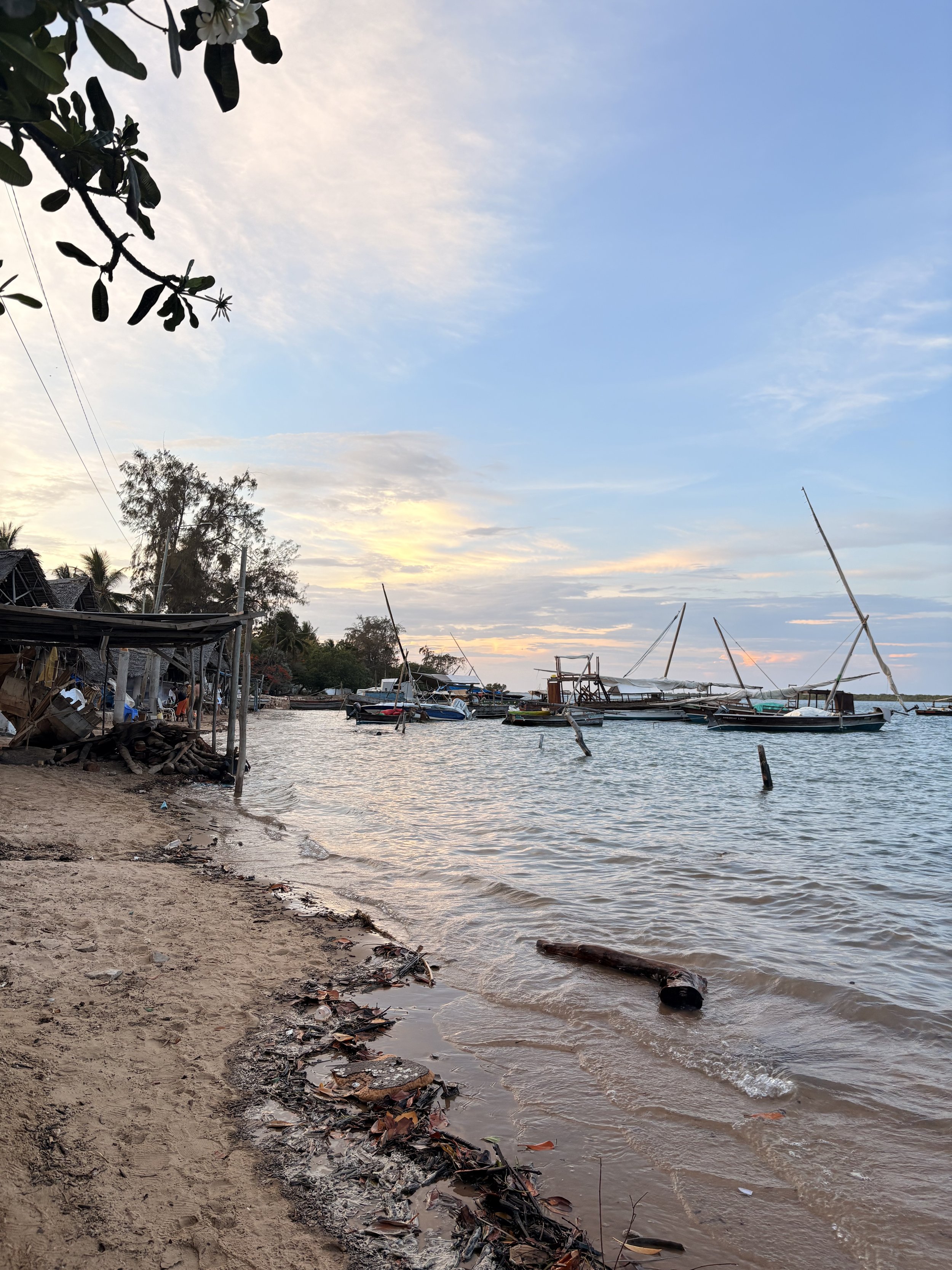 Sunset over the boatbuilding workshpace in Shela