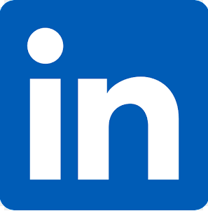 LinkedIn logo with a blue background and white lowercase letters 'in'