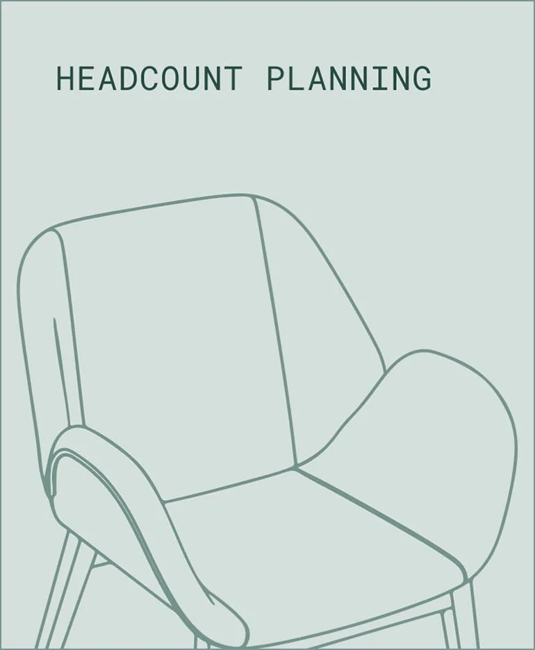 Illustration of an office chair with the text 'HEADCOUNT PLANNING' above it.