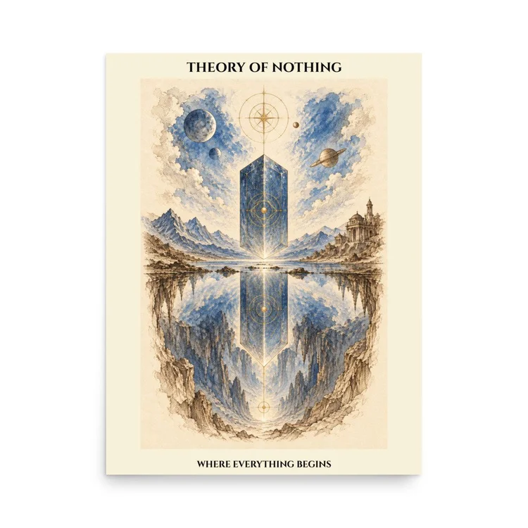 Above and Below art print with mirrored cosmic imagery.