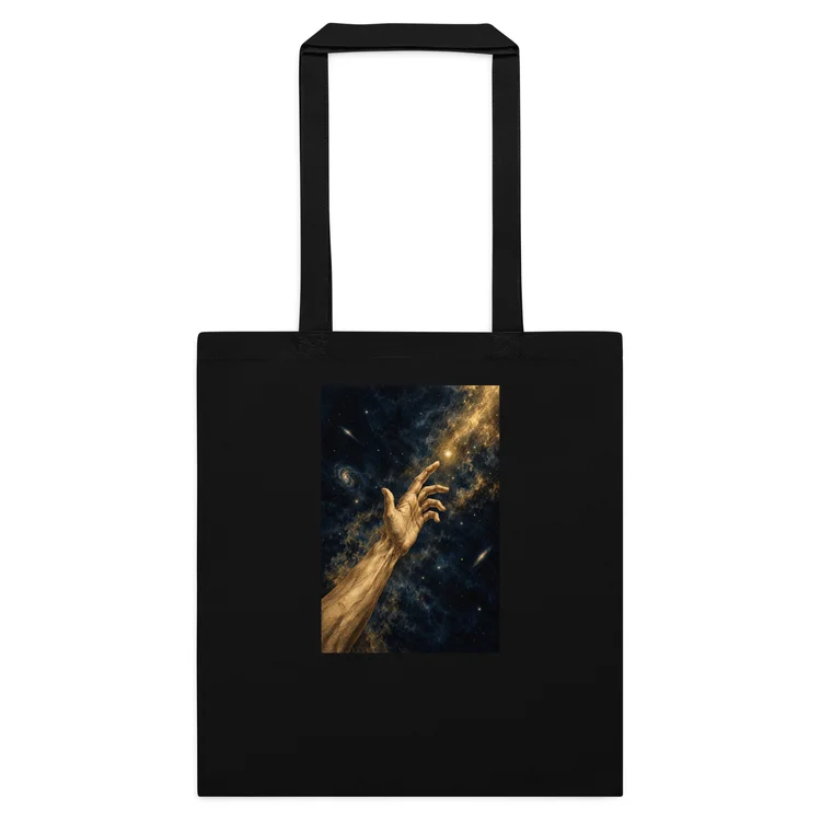 Black Reaching Hand cotton book bag.