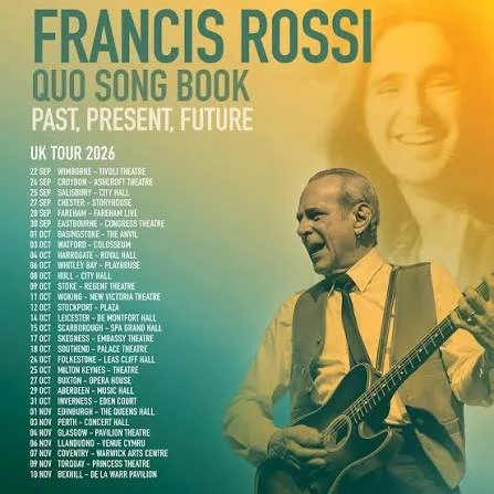 IN MY CHAIR:  Francis Rossi Turns The Pages Of His Quo Songbook, Harrogate Royal Hall, 4th October 2026