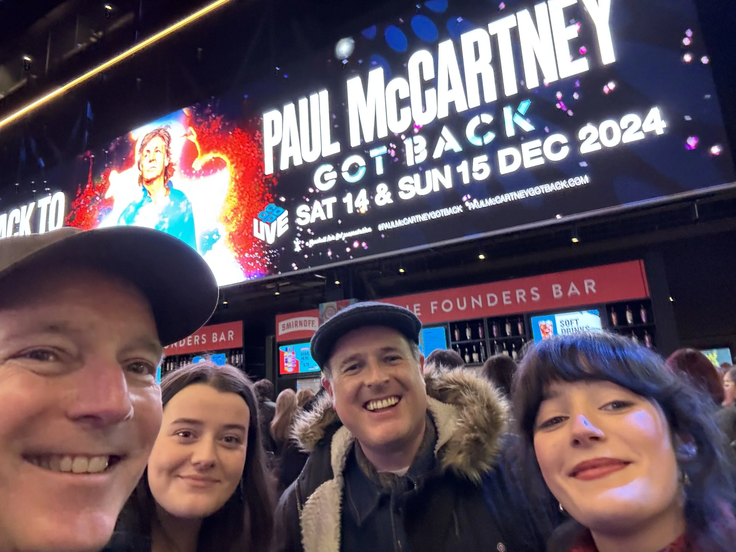The Wilkinson family attending a concert at Co-op Live 2024, joining the musical dots