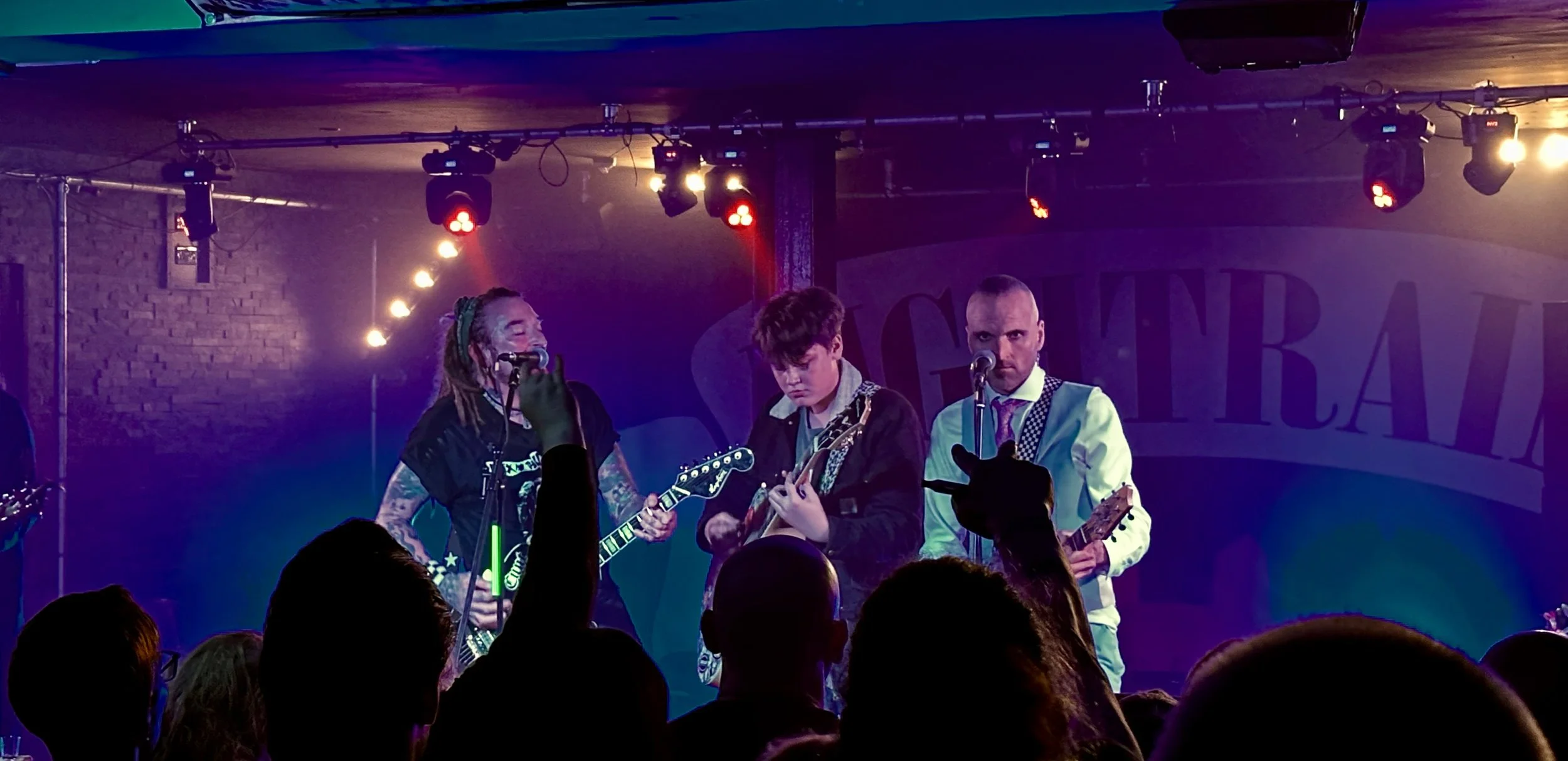 Ginger Wildheart, son Taylor and Jon Poole, Bradford Nightrain, May 2023