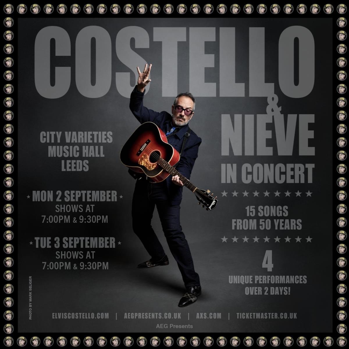 The 4 Sets, 2 Nights Flyer Elvis Costello Live September 2024