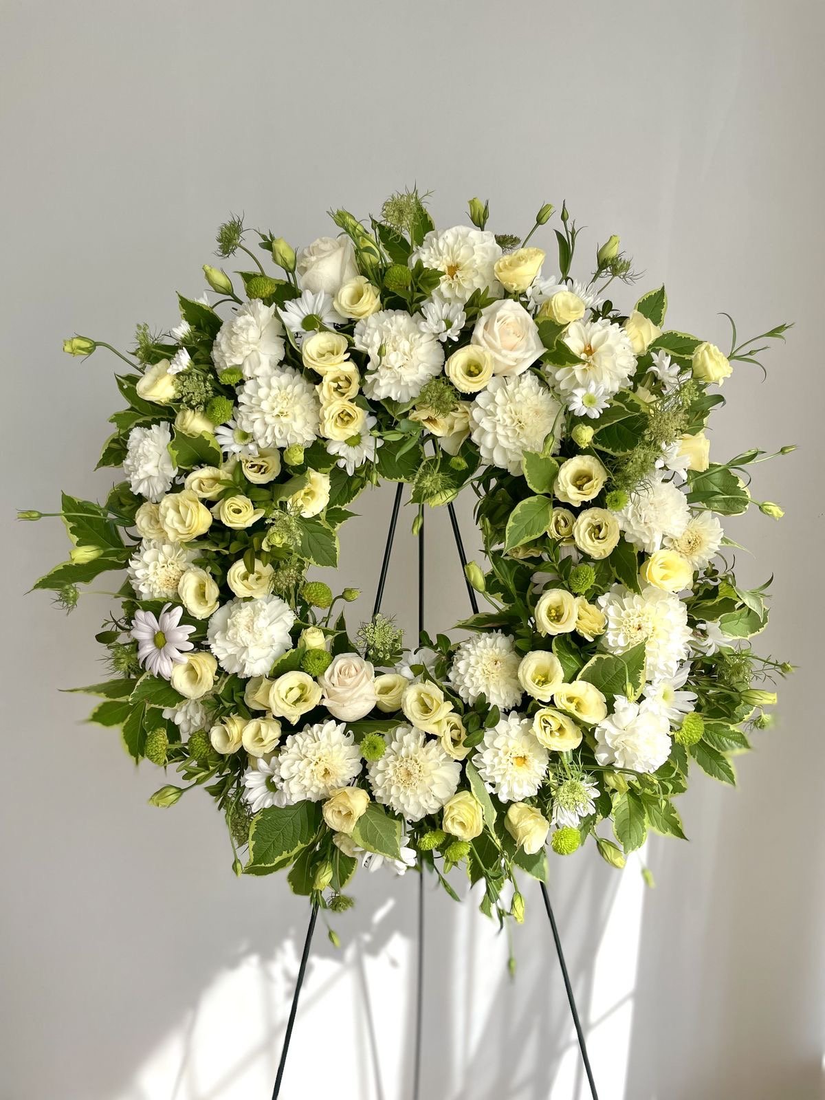 Funeral wreath yellow and green