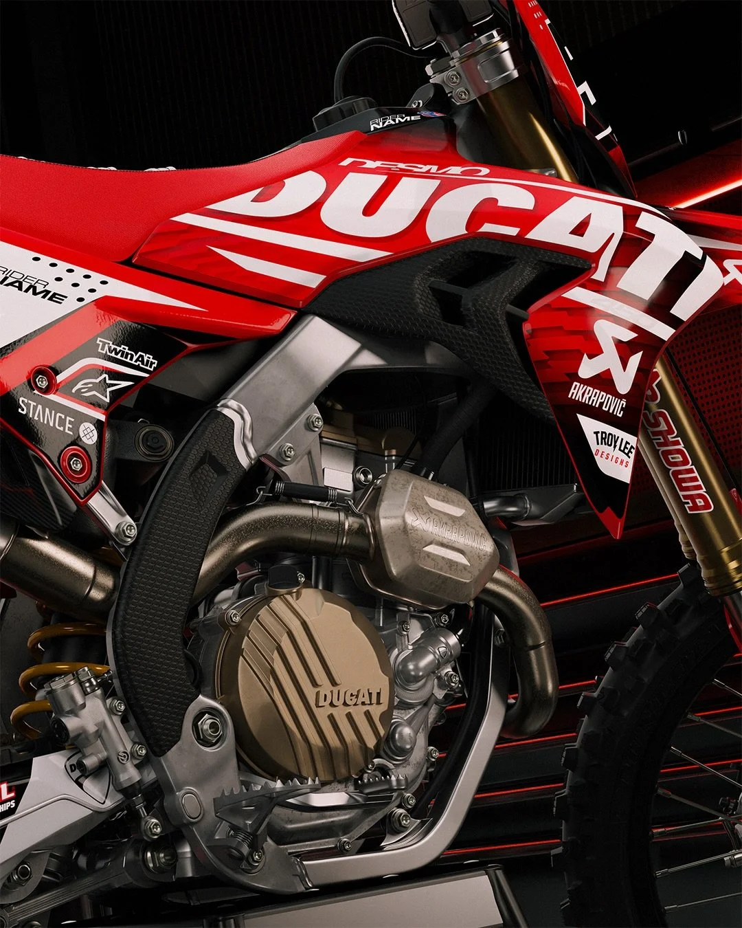 Finally it&rsquo;s ready! Ducati Desmo 450MX 😎
The new bike proudly carrying the Italian tricolor couldn&rsquo;t be missing &mdash; after months of work, here we are!
Now available for all your renderings!

A huge thank you to @samcordingley97 for t