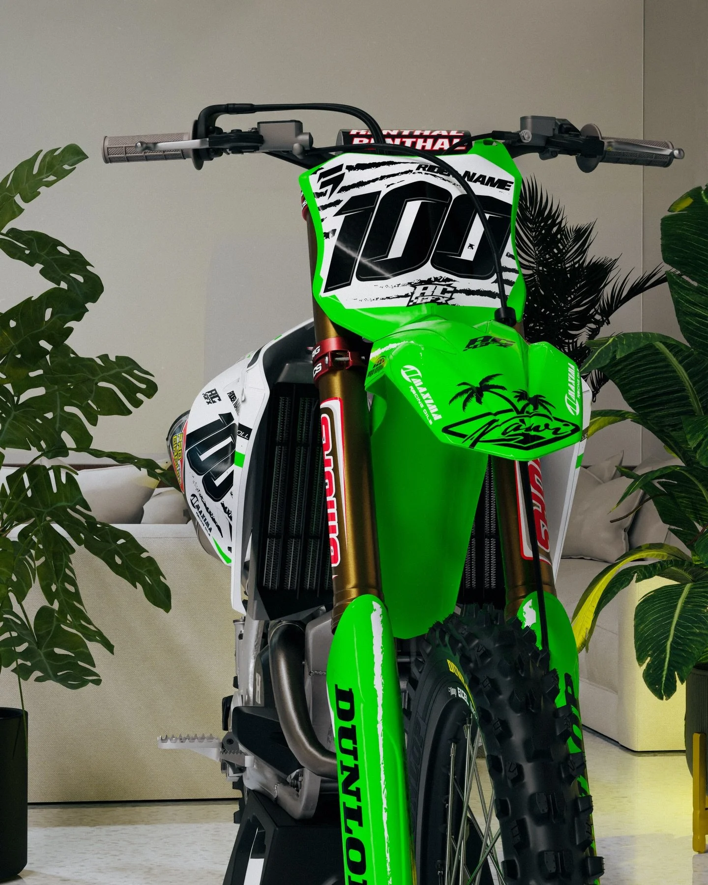 The guys at @rcgfx_iom cooked up an a amazing graphics kit for this Kawasaki! 🤤 

#mxrender #moto #3drender #render #dirtbike