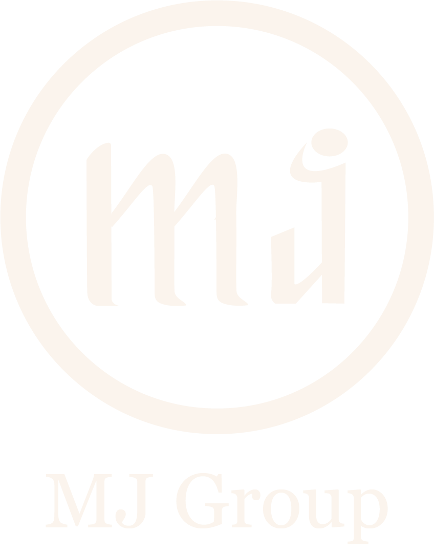 MJ Group logo with stylized 'mj' inside a circle and 'MJ Group' text below