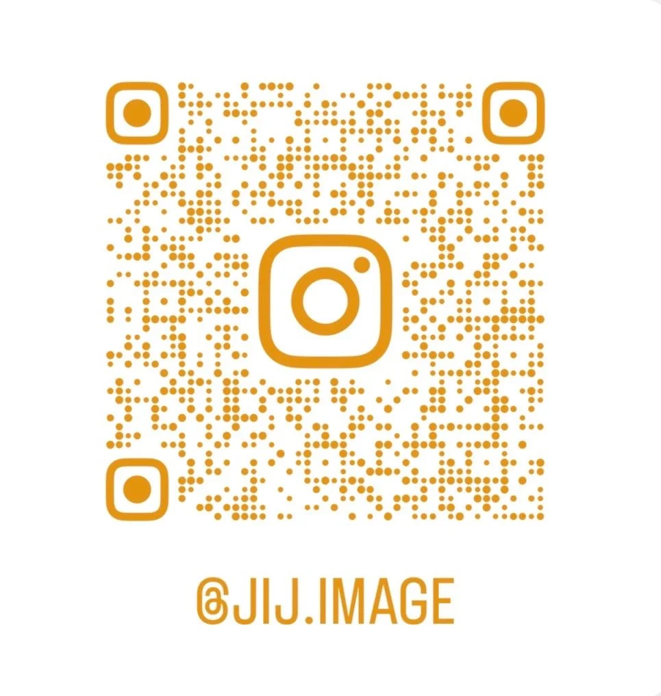A QR code in orange color with the Instagram logo at the center and the text '@JIJ.IMAGE' below it.