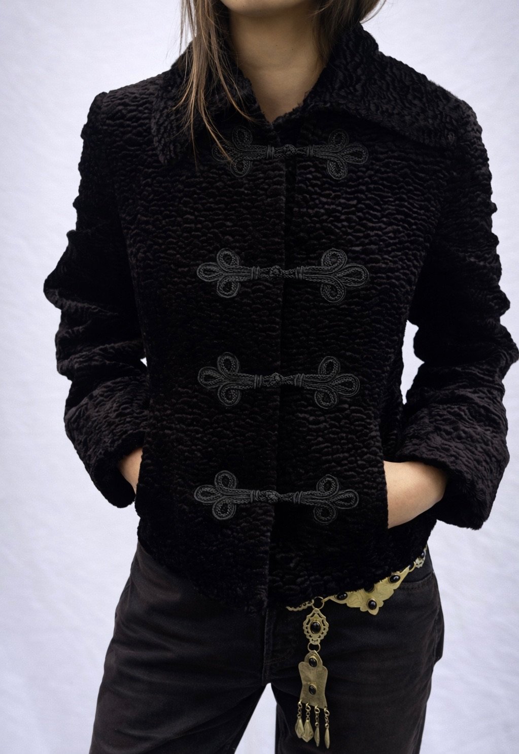 Astracan fur vintage jacket-coat