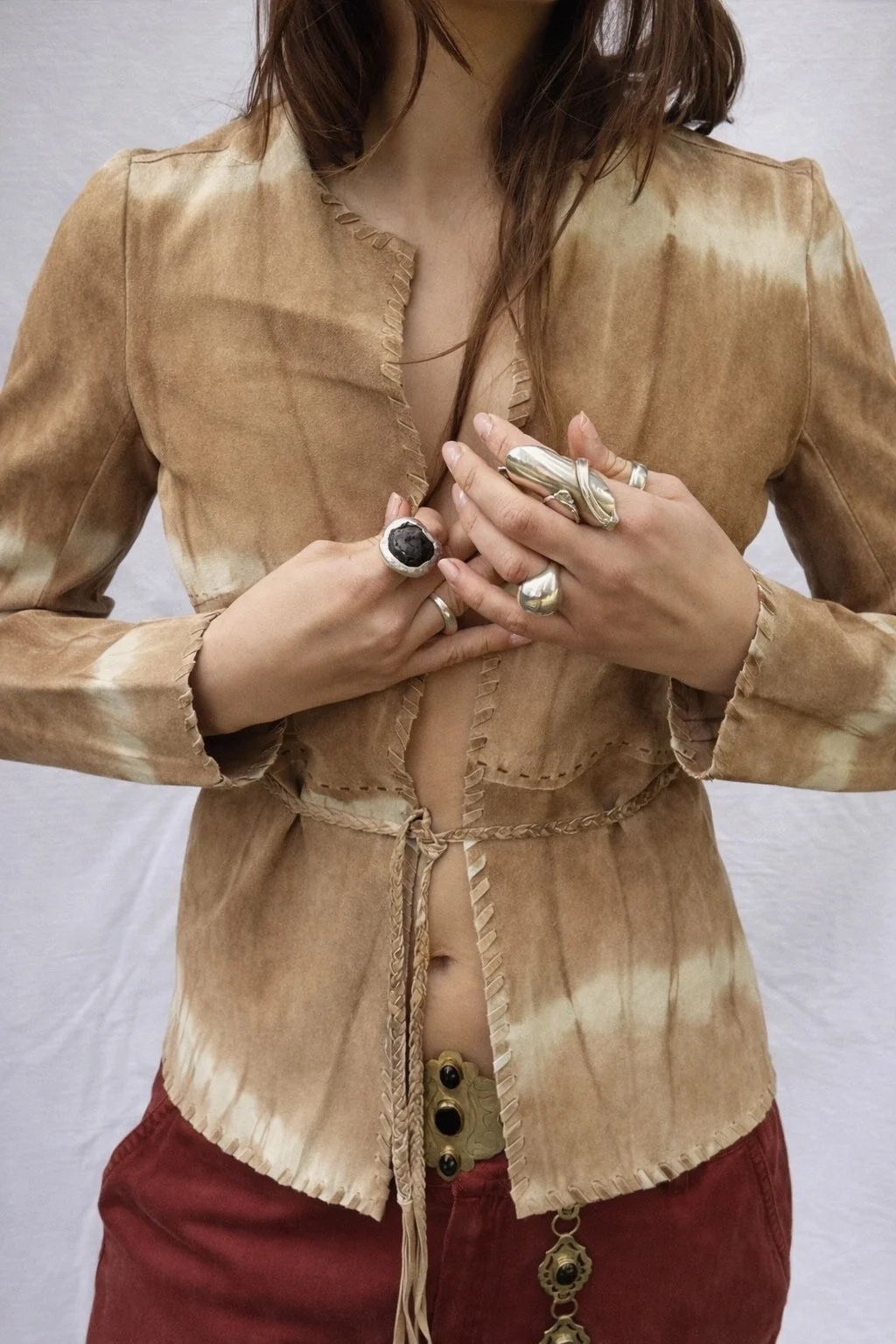 Vintage tye-dye suede leather jacket