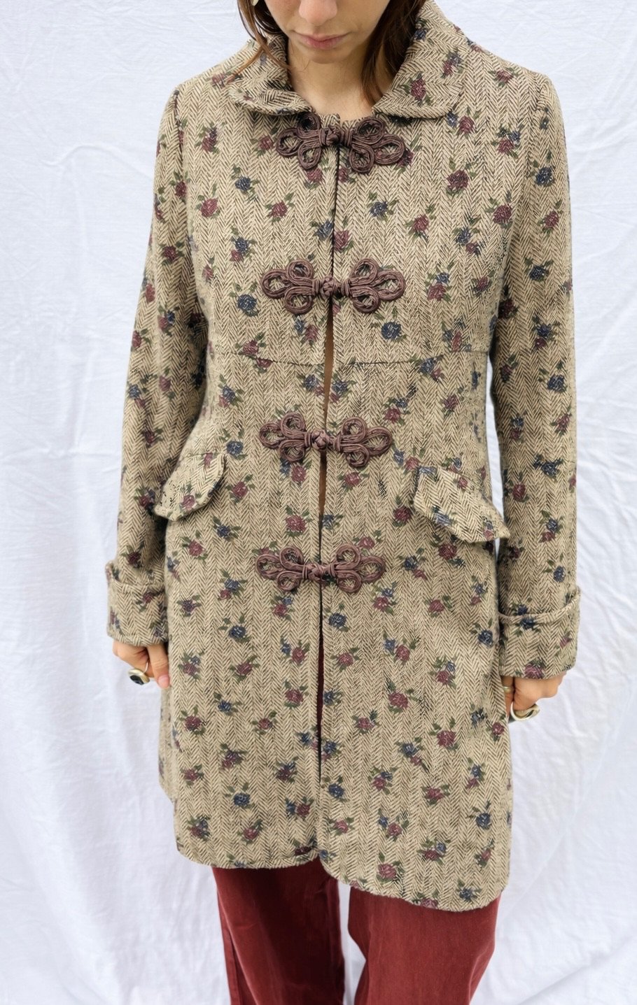 Herringbone flower patterned coat
