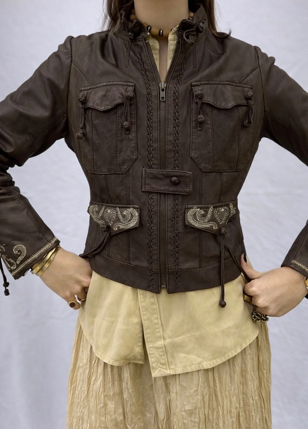 Leather fitted jacket