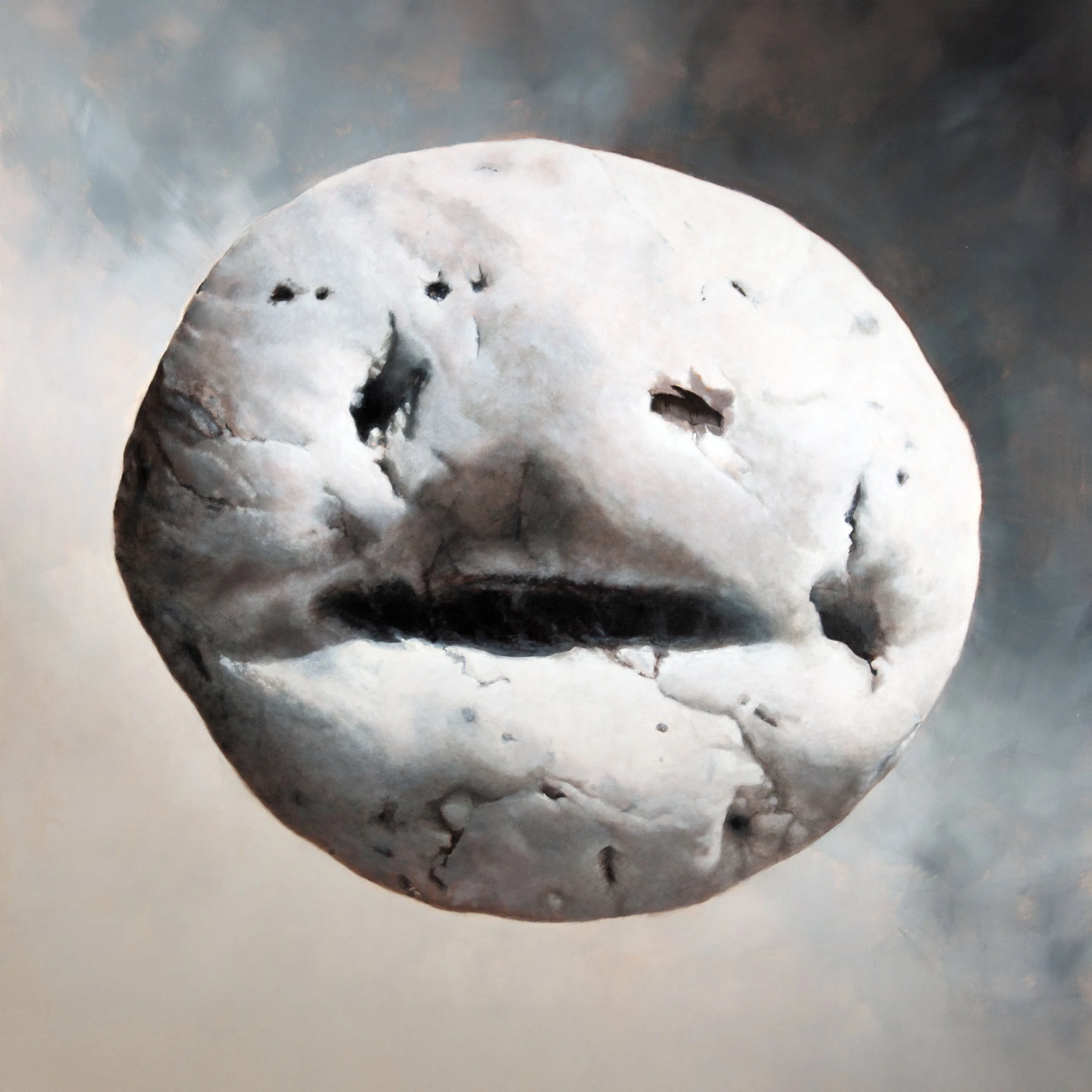 Meanwhile, otherness watches us from the shadows, oil on plywood panel, 122 x 122 cm