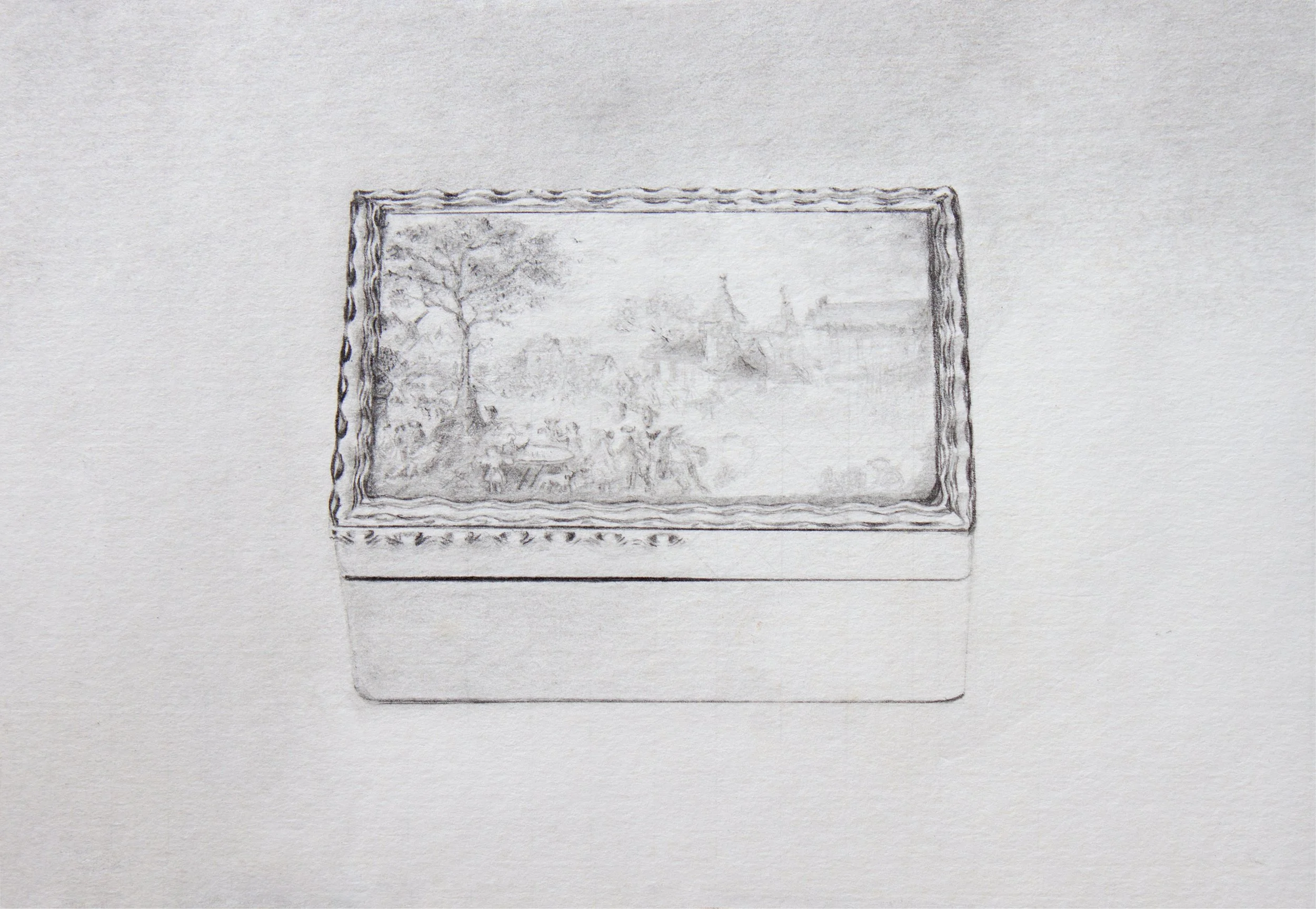 Untitled (silver box) (unfinished), pencil on paper, 14 x 25 cm (private collection)