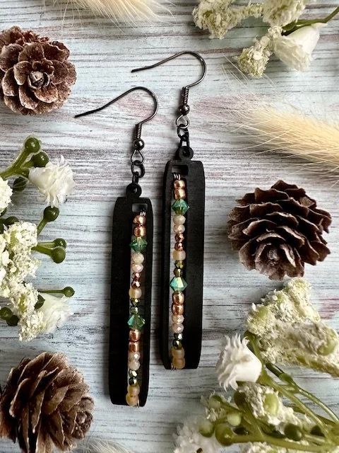Vertical Beaded Bar Earrings