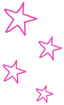 Four neon pink outlined stars on a black background.