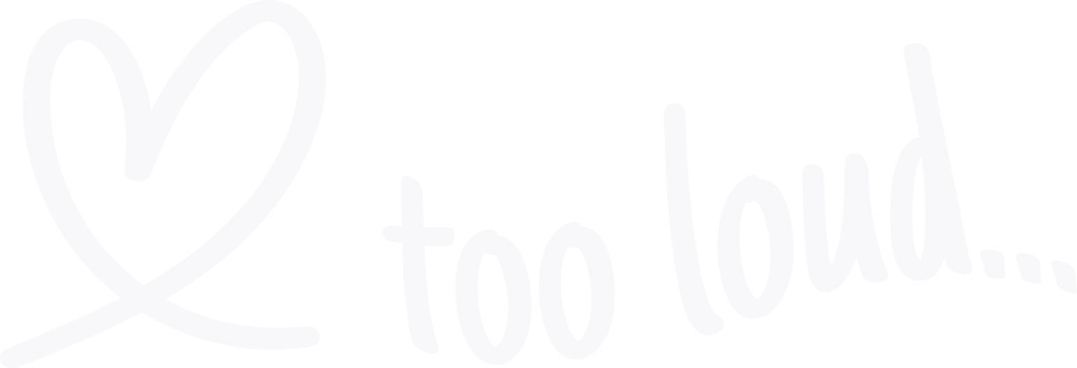 White handwritten text says 'Too loud...' with a heart symbol on a black background.