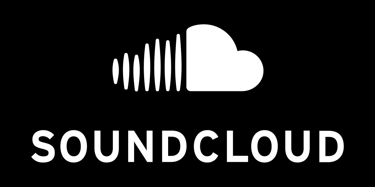 Black background with a white cloud icon and the text 'SOUNDCLOUD' beneath it.