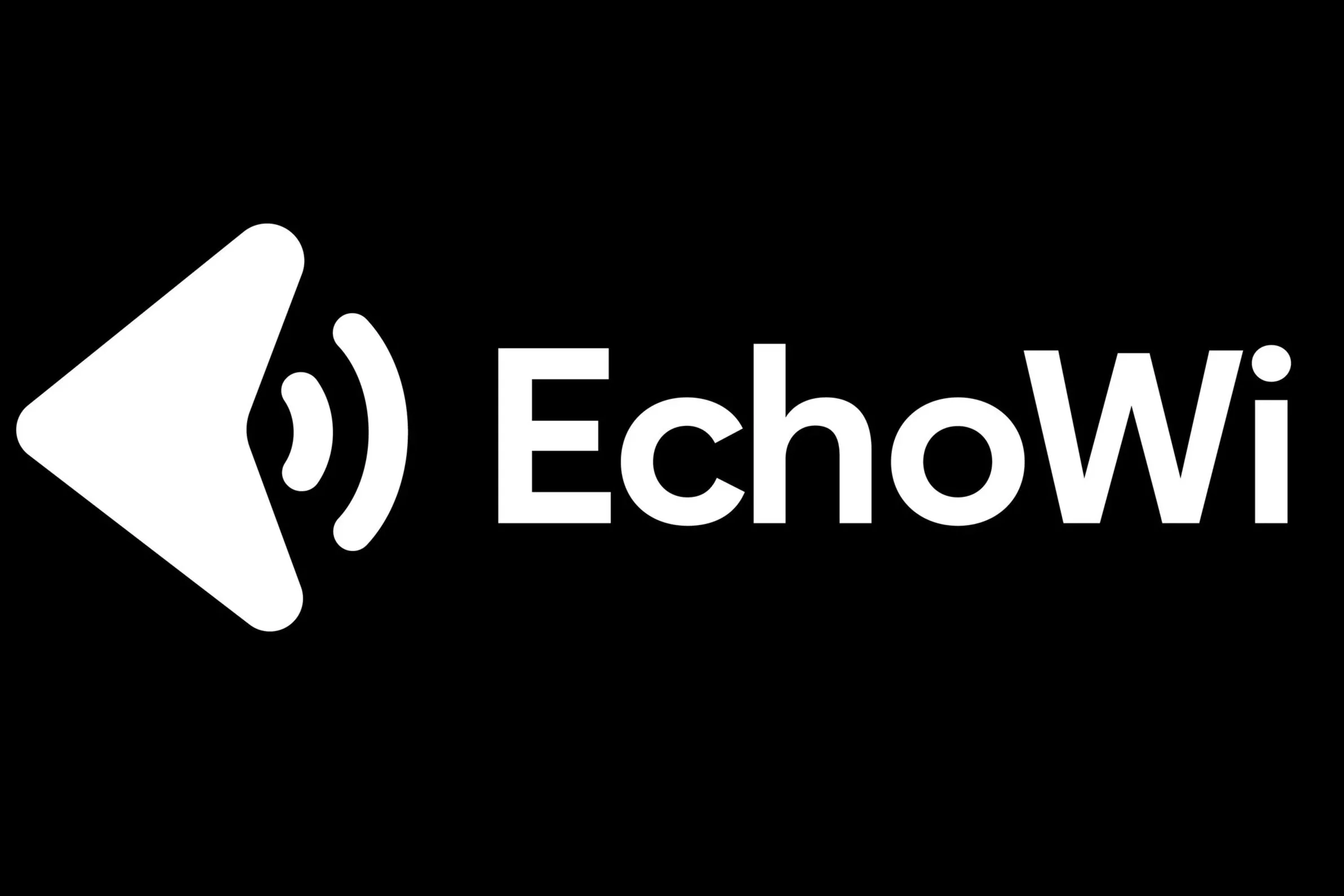 Black background with a white loudspeaker icon and the text 'EchoWi' in white.