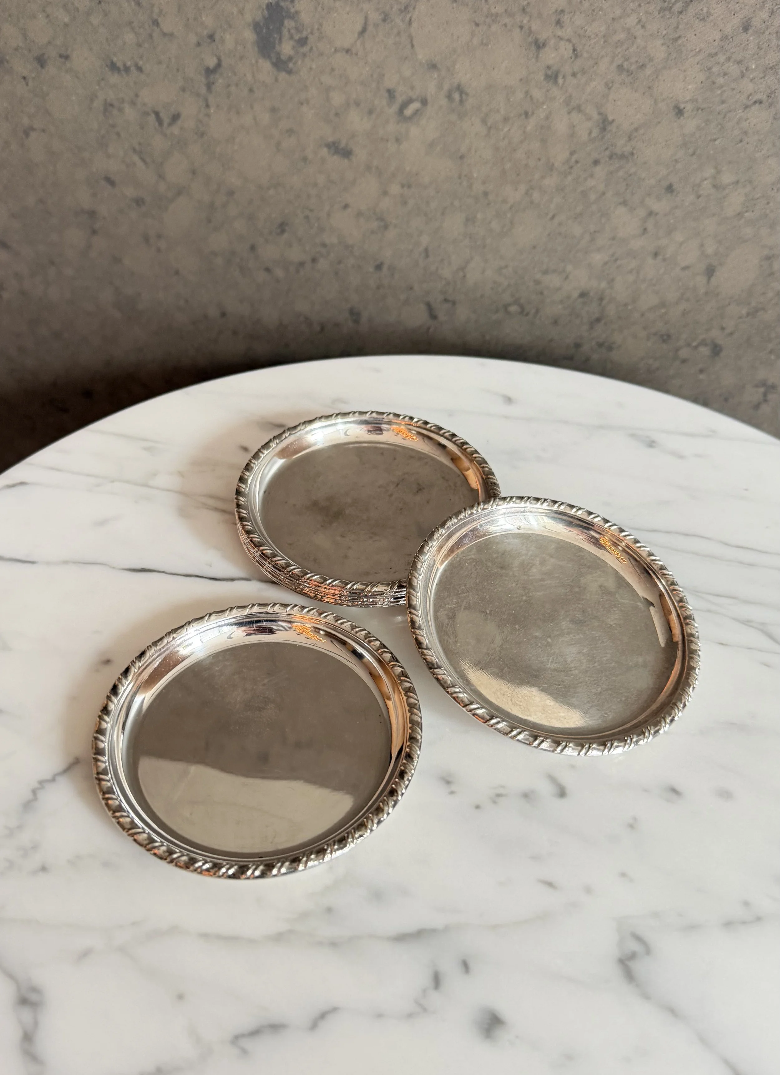 Mid-Century Silver Plated Coasters