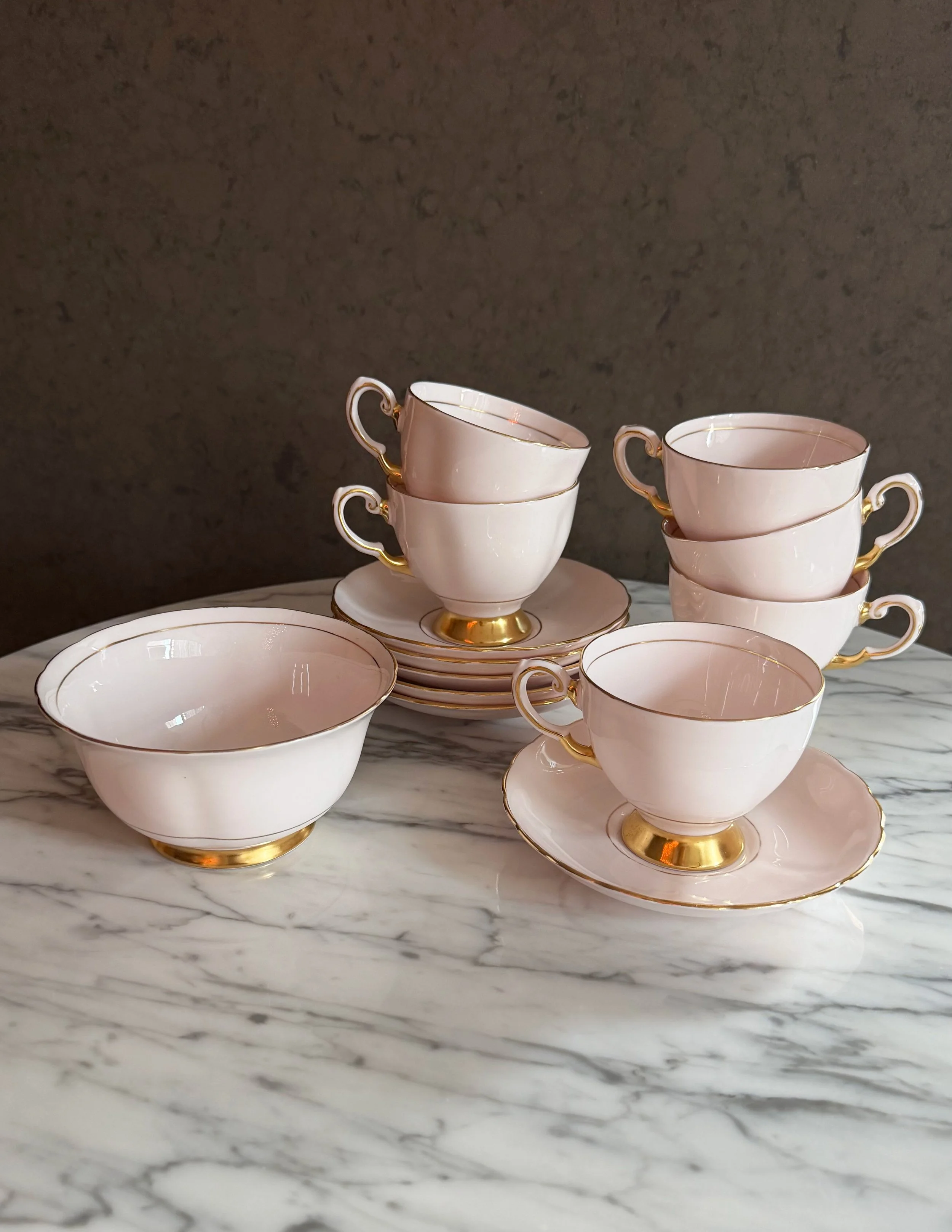 1950s Tuscan Pink and Gold Tea Set